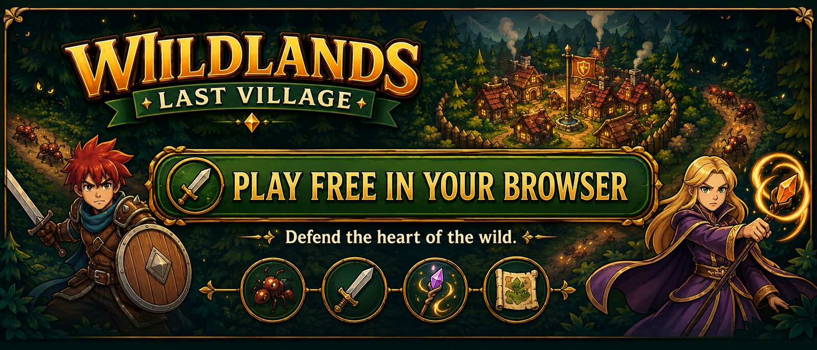 Wildlands: Last Village — play free in your browser. Defend the heart of the wild.
